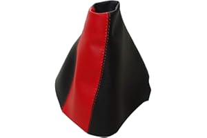 AERZETIX: Funda para palanca de cambios de piel sintética con costuras de colores variables (negro y rojo)