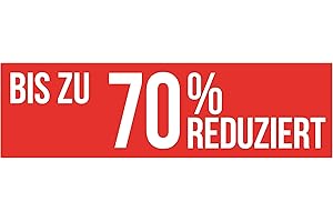 AGENTUR WERNER KUHLINS Aufkleber Bis zu 70% Reduziert für Sale und Rabattaktionen 99 x 30 cm für Schaufenster - Modegeschäft und Boutique (Bis zu 70% reduziert)
