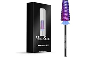 MelodySusie Professional 5 in 1 Nail Drill Bits, 3/32'' Carbide Tungsten Multi-function, Suitable for Manicure Pedicure Cuticle Gel Polishing, Purple, Medium