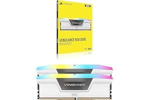 CORSAIR Vengeance RGB DDR5 RAM 32Go (2x16Go) 6000MHz CL40 Intel XMP Compatible iCUE Mémoire d'Ordinateur - Blanc (CMH32GX5M2B6000C40W)