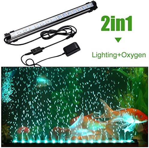 Top Munster LED Aquarium Light RGB Remote Color Changing Flexible Lighting Underwater Aquarium Bar Air Curtain Bubble Lights with Double Bright,Waterproof Submersible Aquarium Light 50-70cm(19-28")