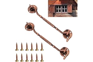 YWQQ Gancio e Occhio, Gancio Della Cabina, 2 Pezzi Acciaio Inox Gancio per Cabina Chiavistello con Gancio e Occhiello Tipo Silent con 16 Pezzi Viti di Montaggio per Capanni Porta Finestre Fienili