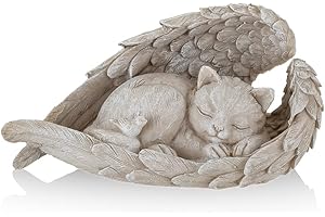 CUODIA NEWDREAM Estatua Conmemorativa de ángel de Gato Que conmemora a Nuestro bebé de Piel perdida, Las Figuras de Gato se colocan en el jardín al Aire Libre o lápida, Estatua de Gato de Resina