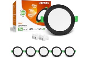 ALUSSO Foco Empotrable LED 230V Focos De Techo Regulable Ultraplanos 10W 700 Lúmenes, Blanco Cálido Blanco Neutro Blanco Frío Focos Empotrables Orientables IP44 Para Baños, Juego De 6