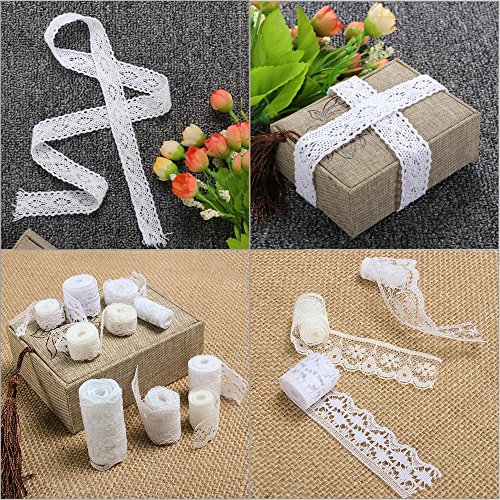 Yahee 10 Stück Spitzenbordüre Spitzenband Spitze Vintage für Nähen Geschenk Deko, Weiß - 9