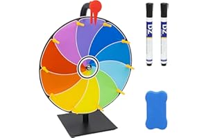 LgowithU Glücksrad,30cm Glücksrad zum Selbstgestalten, Gewinnspielrad zum Drehen mit Radiergummi und Markierstift, Gluecksrad Gluecksrad für Lotteriespiele, Wortspiele, Karneval Party