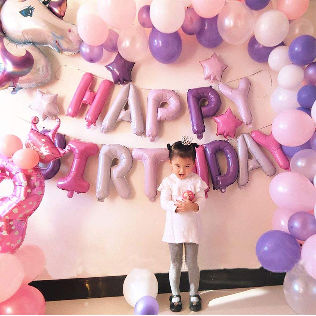Yidaxing Unicorn Decorazioni per Feste Unicorno 2pcs Enorme Palloncino Unicorno 1pcs Buon Compleanno Ballon Banner e… - immagine 9
