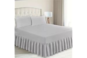 ZIYA HOMES Fitted Valance Sheets Polycotton Frilled Bed Sheet Anti Allergic Bed Skirt Fitted Valance Sheet - Extra Deep Fitted BedSheets Easy Care Bed Sheet (Grey, King)