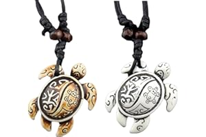 PYRUVAE 2 Stück Schildkröten-Anhänger-Halsketten，Mädchen-Jungen-Halsketten, Anhänger-Halsketten, Halsketten, Schildkröten Halskette，Frauen Halskette,Surferkette Herren(Mehrfarbig