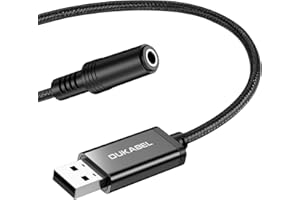 ‎DUKABEL DuKabel Jack to USB Adapter 1.2 m External USB Sound Card USB Headset Adapter USB to 3.5 mm 4-Pin Female Audio Aux Adapter for Headset, Speaker or 4 Pole TRRS Microphone - Pro Series