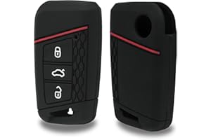 RYHX Funda para Llaves de Coche VW,Funda de Silicona para Llaves de Golf 7,3 Botones,Compatible para VW Polo,Skoda,Tiguan,MK7,Negro