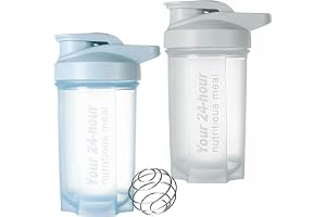 EYSOO Protein Shaker Bottle 2 Pack 500ml / 17oz Shaker Bottle for Protein Mixes Leakproof Protein Shaker BPA Free Gym Shaker Cup (Grey & Blue)