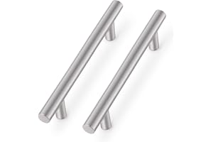 Probrico Satin Nickel meubles poignées, Modern armoire tiroir cuisine armoire poignées, tiroir en acier inoxydable tiroir poignées, paquet de 12, trou Centre 128mm