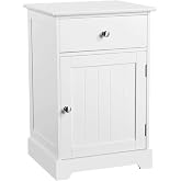 Yaheetech White Bedside Table with Drawer 35 x 40 x 60 cm | Modern Bedside Table Side Table for Bedroom Living Room Wardrobe