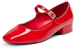 GENSHUO Mary Jane Women's Shoes, Flat Pumps with Square Toe, Comfortable and Simple, with Cushioned Insole