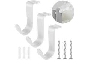 GREVOSEA 3 Stück Gardinenstange Halterung Gardinenstangen Halter Curtain Rod Holder Metall Vorhangstange Halter mit Schrauben vorhangstangenhalter für Wohnzimmer Schlafzimmer Vorhangstangen Wände-Weiß