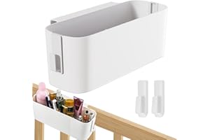 VIQIHEOE Scatola di Stoccaggio con Ganci, Cesto Portaoggetti da Appendere Scatola di Stoccaggio con 2 Ganci Rimovibili, Organizzatore con Gancio, Scatola di Stoccaggio Letto Pensile, per Casa, Ufficio(Bianco)