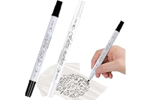 Canollo Textilstifte Waschmaschinenfest mit Doppelspitze, 2 Stück Textilfarbe Schwarz, Weiß, Textilmarker Waschmaschinenfest, Stoffmalstifte Set für Textilien Schuhe Die Hemden Hüten (Schwarz+Weiß)
