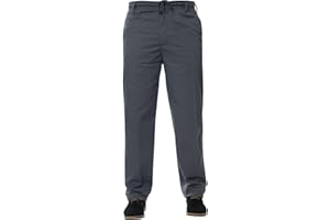 EHD Mens Elasticated Waist Smart Rugby Trousers Super Soft Comfortable Workwear Bottoms Straight Leg Casual Formal Golf Pants (46W / 29L, Grey)