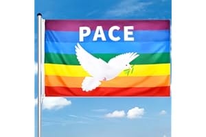 MIZIJIA Bandiera Colomba della Pace 90 x150 cm,Bandiera Pace,Pride Flaga,Bandiera Rainbow,Incoraggiamento Celebrare,con 2 Occhielli Poliestere Resistente,Adatto per balconi,Giardini o Interni (A)