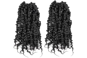YDDM Krótkie passion Twist Hair Pretwisted Passion Twist szydełkowane, głębokie fale, warkocze do przedłużania włosów, szydełkowane, syntetyczne szydełkowane, skręcane przedłużenie włosów (20 cm, 1B#)