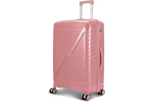FLYMAX Premium 28" Large Suitcase 4 Wheel Lightweight Hard Shell PP Luggage 100L Rose Gold