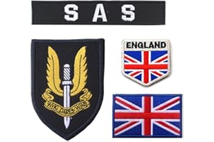 TOPPATCH Set di 4 toppe ricamate con bandiera nazionale del Regno Unito, stile SWAT tattico militare dell'esercito morale, con gancio e anello