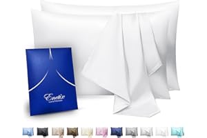 Enetix - Federa in raso di seta per capelli e pelle, confezione da 2 pezzi, con confezione regalo, senza acne e cerniera nascosta, 50×70cm, Bianca