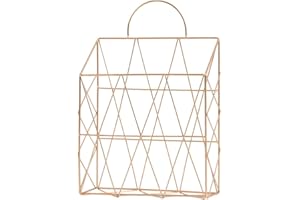 FülleMore Zeitungshalter Magazinhalter aus Metall Wand Tür hängend Zeitungsständer Zeitschriftenständer Tisch Bücherregal für Badezimmer Küche Büro(37.5x25x10cm) (Rosengold)