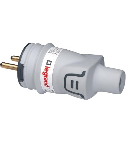 Fiche Mâle Sans Terre Legrand 16A - Caoutchouc Noir - Pour Rallonges, Lampe