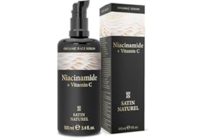 SATINNATUREL Niacinamide Siero Viso + Siero Vitamina C 100ml, Migliorato con Acido Ialuronico Viso e Aloe Vera - Siero Antimacchia Viso e Anti Acne per Pelli Sensibili - Siero Niacinamide Viso - Satin Naturel