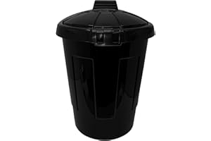 KMJ 80L Industrial Grade Large Black Outdoor Bin-Heavy Duty Dustbins with Lids for Outside,Garbage Bin for Home,Garden & Yard Work–Perfect Kitchen Bin 80L for Waste Disposal & Recycling (1 Pack)