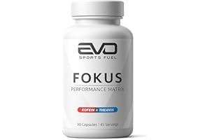 ‎EVO SPORTS FUEL EVO SPORTS FUEL Fokus Koffein + L-Theanin | 90 hochdosierte Kapseln | 100 mg Koffein & 100 mg L-Theanin pro Kapseln | 100% vegan | geprüfte Qualität | Made in Germany