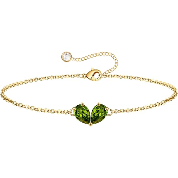 Bracciale con ciondolo a forma di cuore e pietra portafortuna: braccialetto con iniziale personalizzata - Italia