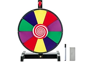COSTWAY Roue de la Fortune 30cm avec 10 Emplacements, Roue de Prix Tournante avec Marqueur & Effaceur, Pointeur Clair, Base Antidérapante pour Fête Réunion
