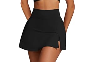 Okdance Sport Skorts for Women Ladies High Waist Hem Slit Activewear Skirts with Shorts for Tennis Golf Casual Wear