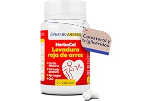 HERBOAHORRO Levadura de Arroz Rojo - Con Extracto de Cardo Mariano, Coenzima Q10, Ajo Negro, Berberis Aristata - Monacolina K 2,99mg - Contribuye a la Función Normal del Corazón - Alta efectividad - 30caps