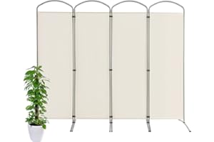 COSTWAY Paravento Pieghevole a 4/6 Pannelli, Separé Divisorio Interno ed Esterno, Pannelli Divisori per Camera da Letto, Ufficio e Soggiorno (221 x 188 cm 4 Pannelli, Bianco)
