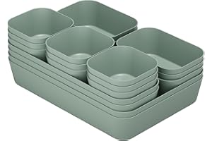 Fiambrera Schubladen Organizer, 18 Stück 4 Größen Orgenizerboxen Schminktisch Organizer, Schubladen Ordnungssystem Rutschfest für Makeup, Schreibtisch, Bad, Badezimmer, und Küche