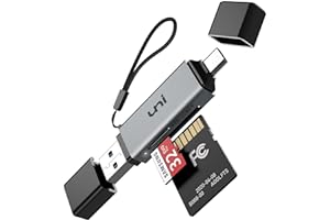 uni SD Kartenleser, Dual USB 3.0 USB C Stecker Kartenlesegerät, Aluminium OTG Adapter SD Card Reader Speicherkartenleser für SD/Micro SD/TF/SDHC/SDXC, iPhone 15-16/Android/Windows/macOS usw.