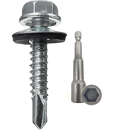 Viti Per Tetti Zincate 6,3x140 Mm Con Rondella EPDM - 50 Pezzi Autoperforanti Per Lamiera E Coperture