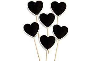 HomeTools.eu® - 6 cartelli classici per piante in legno, ideali per aiuole, erbe aromatiche e fioriere, stile rustico, lavagna scrivibile, 18 cm, a forma di cuore, set di 6