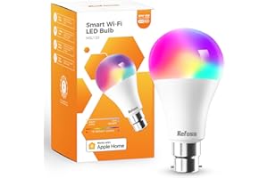 Refoss Smart Bulb Alexa Light Bulb B22 Works with Apple HomeKit, Alexa, Google Home, Siri with Colour Changing Light, Dimmable Warm White WiFi Bulb 9W (60W Equivalent) 810LM 1 Pack
