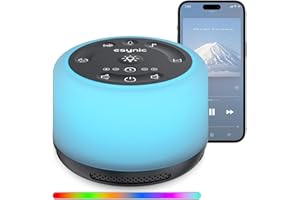 eSynic Máquina de Ruido Blanco Máquina de Sonido Portátil para Dormir para Bebé con 30 Tipos de Sonidos Relajantes, Luz Nocturna Ajustable,Temporizador, Batería incorporada de Gran Capacidad