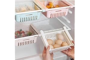 Angoter Estirable Ajustable Frigorífico Organizador del cajón Cesta Frigorífico Cajones extraíbles Fresco Espaciador Capa de Almacenamiento en Rack Color al Azar