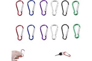 ENLACE Karabińczyk mały mini karabińczyk, breloczek do kluczy, 12 sztuk, aluminium, karabińczyk, kolorowy, 46 mm, mały karabińczyk, do podróży, wędrówek, na kemping, do plecaka