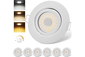 ‎CLOKSH cloksh LED Einbaustrahler 230V Dimmbar Weiß LED Spots 5W IP44 Einbauleuchten Schwenkbar Deckenspots,Warmweiß 3000K Neutralweiß 4000K Kaltweiß 6000K Einbauspots für Badezimmer Küche Wohnzimmer