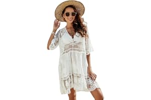LCXYYY Damen Cover Up Sommer Bikini Strandurlaub Strandponcho Sexy Spitze V-Ausschnitt Freizeitkleid Sonnenschutz Strandkleid