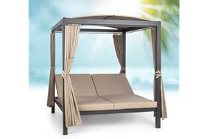 Blumfeldt Cama Balinesa, Tumbona Doble con Techo Solar y Reclinado