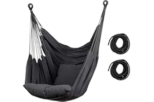 JCOCYLSE Premium Outdoor Hammock - Lightweight Hammock for Beach, Garden & Balcony - Perfect as Camping Accessories & Hammock for Holiday, Siesta & Leisure (Without Cushion, Dark Grey)